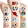 thumbnail image 1 of 96 PCS Soccer Ball Glow In The Dark Pre-Cut Temporary Tattoos Sticker Football, Sports Themed Birthday Party Decorations Supplies Favors Europa, World Cup Cute Tattoo School Reward Game (Luminous), 1 of 13