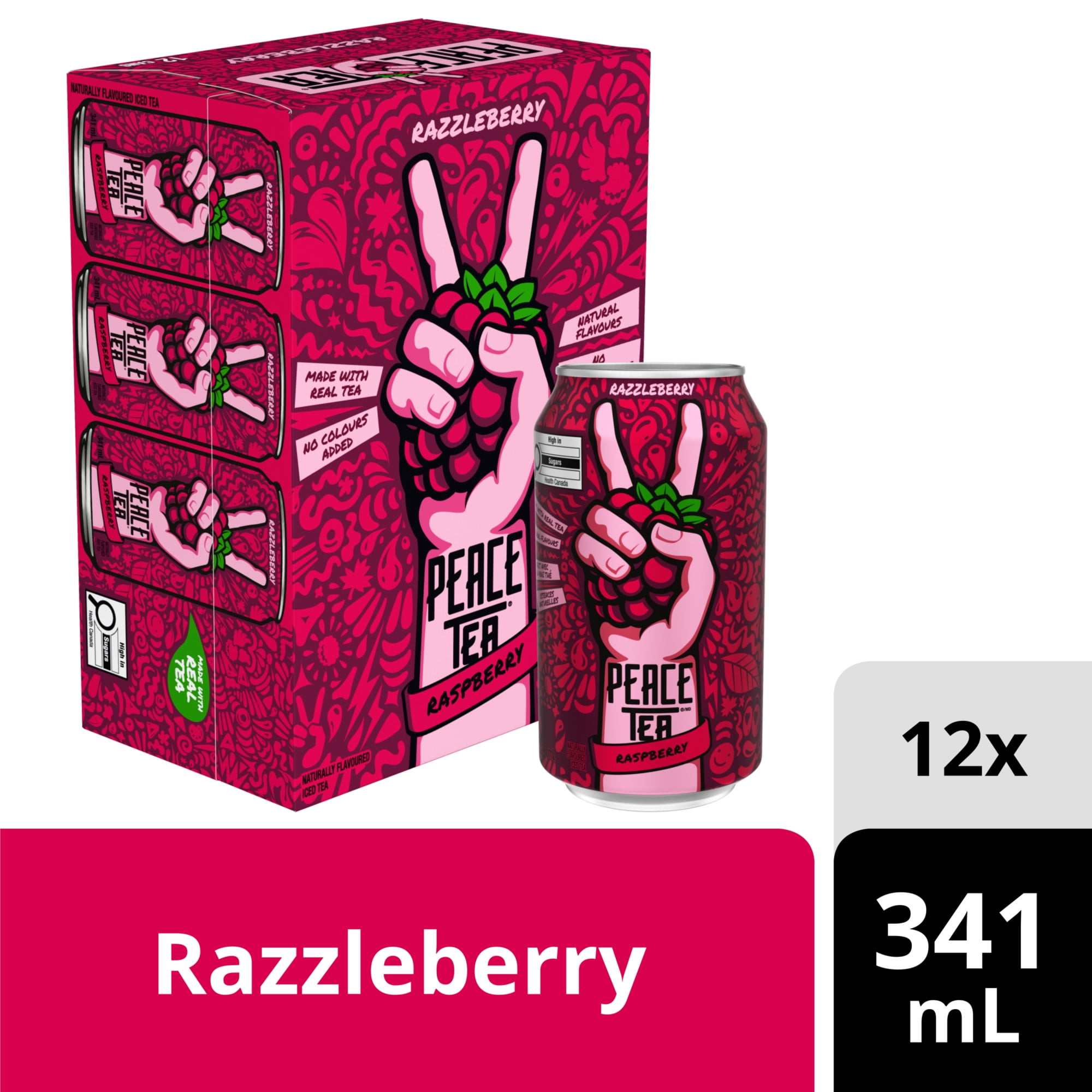 Peace Tea Razzleberry Cans, 341 mL, 12 Pack, 12 x 341 mL