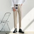 thumbnail image 3 of Pantalones de color caqui con diseño trenzado para hombre, pantalones de traje rectos y ajustados para hombre, elegantes, de lujo, antiarrugas, a la moda, estilo vintage, 3 of 5