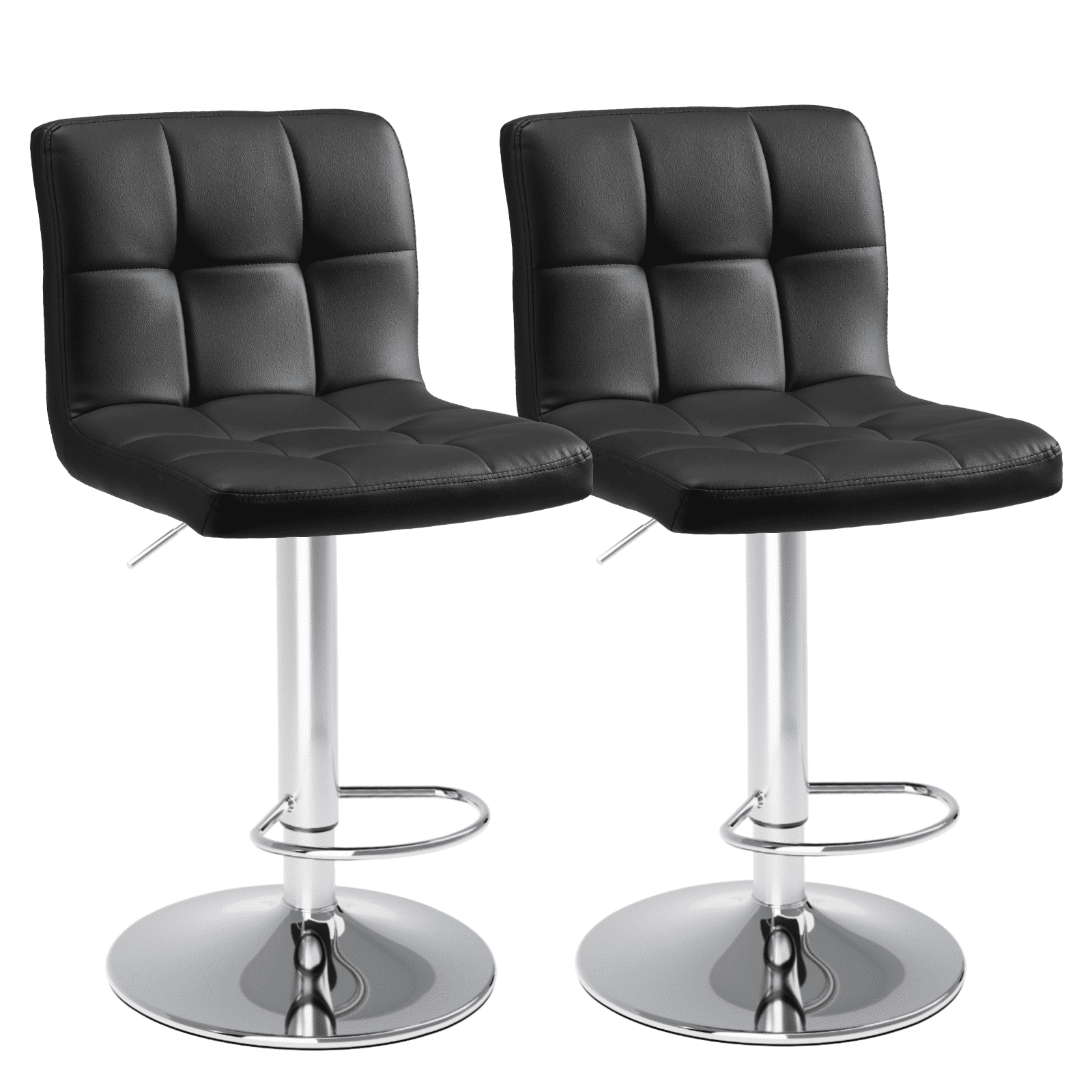 MAYEERTY Bar Stools Set of 2, Counter Height Barstools, Height Adjustable PU Leather Swivel Barstool, Black