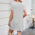 thumbnail image 5 of qucoqpe Womens Summer Short Sleeve Sun Dress Crew Neck Casual Loose Solid T-shirts Dress Hawaiian Beach Mini Dress, 5 of 7