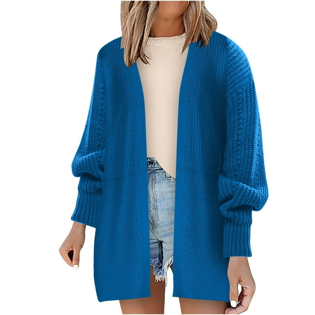 Styesk Cardigan Sweaters for Women Open Front Chunky Long Cardigans Casual Loose Fit Crochet Sweaters Versatile Solid Color Fall Outfits Long Sleeve Knit Cardigans