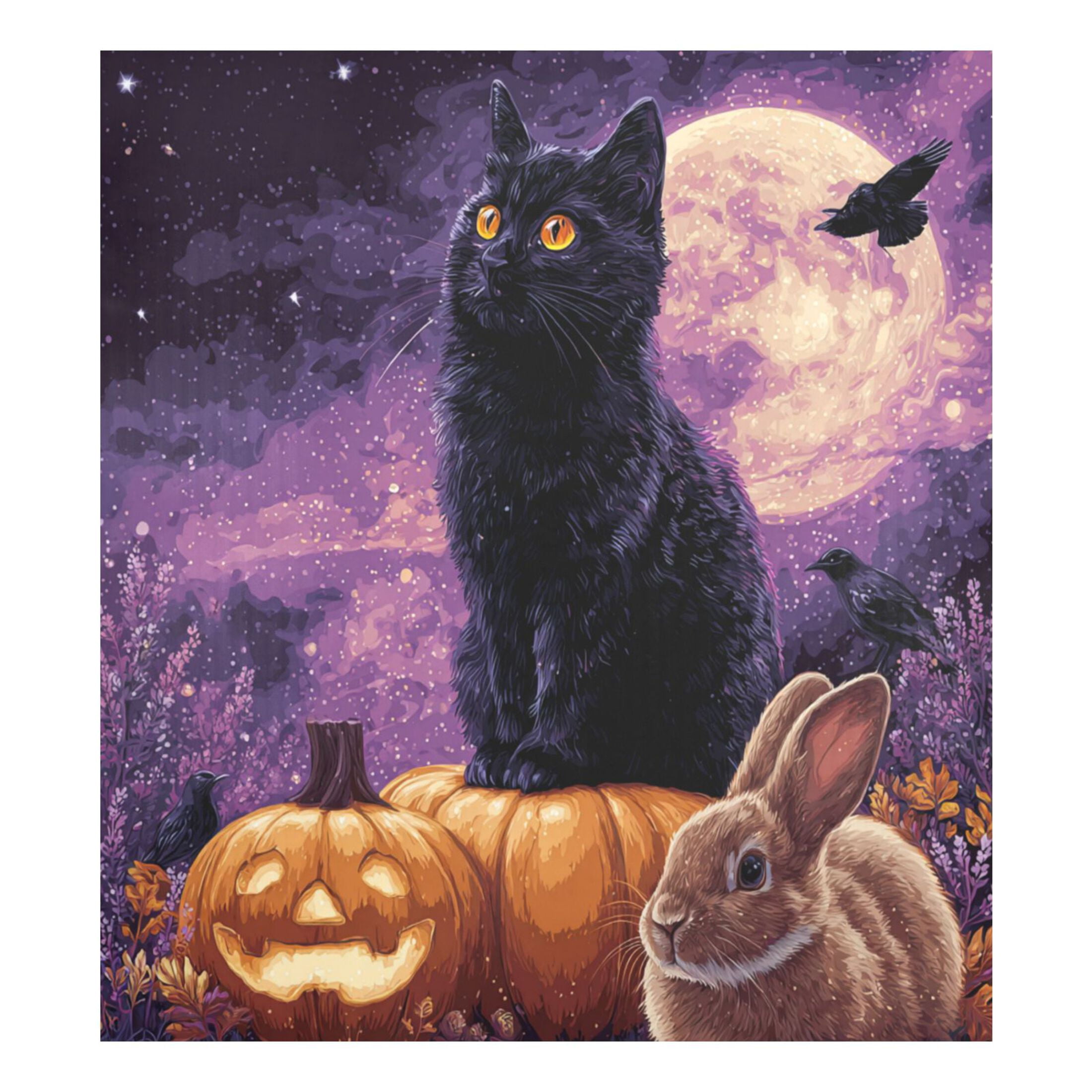Dishwasher Magnetic Refrigerator Magnet Cover Sticker Home Decorative 23"x26" Black Cat Rabbit and Crows