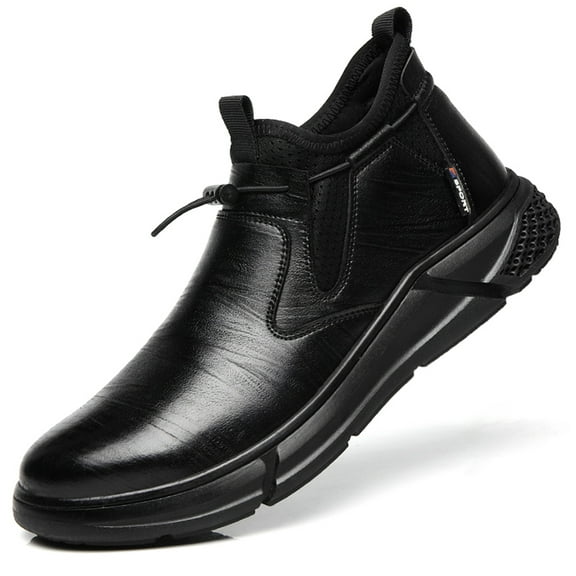 DianSen Safety Shoes for Men Synthetic Leather Water-Resistant Anti-Smash Work Boots Lightweight