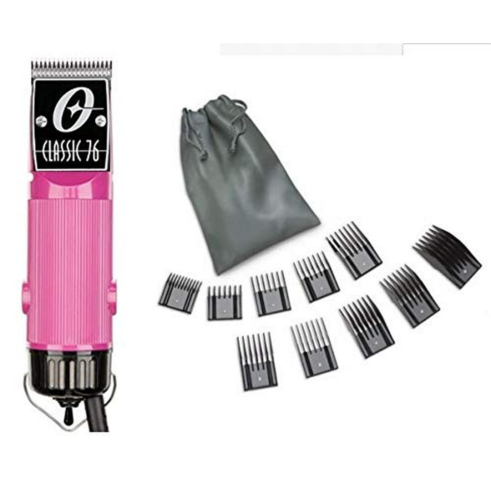 Oster Classic 76 Hot Pink Color Limited Edition Hair Clipper + 10 PC Comb Set