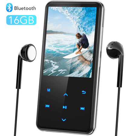 16GB MP3 Player with Bluetooth & Touch Button, AGPTEK B05 Metal Lossless Music Player with FM Radio & Voice (Best Lightweight Music Player)