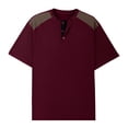thumbnail image 4 of LTTVQM Mens Henley Shirts Waffle Button Short Sleeve Tops Lightweight Breathable Slim Fit Workout Fitness Athletic T-Shirt Wine L, 4 of 5