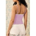 thumbnail image 4 of Women'S Y2k Gingham Square Neck Crop Tank Tops Spaghetti Strap Lace Trim Bow- Front Tops - Shirt Purple XL, 4 of 7