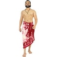 thumbnail image 3 of HAPPY BAY Men's Pareo Regular Holiday Dashiki Sarong Long Shower Beach Wrap One Size Ruby, Floral Summer Vacation Aloha, 3 of 5