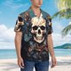 thumbnail image 3 of Fotbe Vintage Leaf Flower Skull Camisa Hawaiana para Hombre Unisex – Camisa Casual de Verano con Botones de Manga Corta de Algodón y Lino,Small, 3 of 7