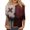 #004 Brick Red, variant on Women Round Three Quarter Sleeve Tee Full Line Drawing Figure All Over Print Loose Fit Halloween Casual Daily Pullover Top Assorted Tone Option (#008 Red,XL)
