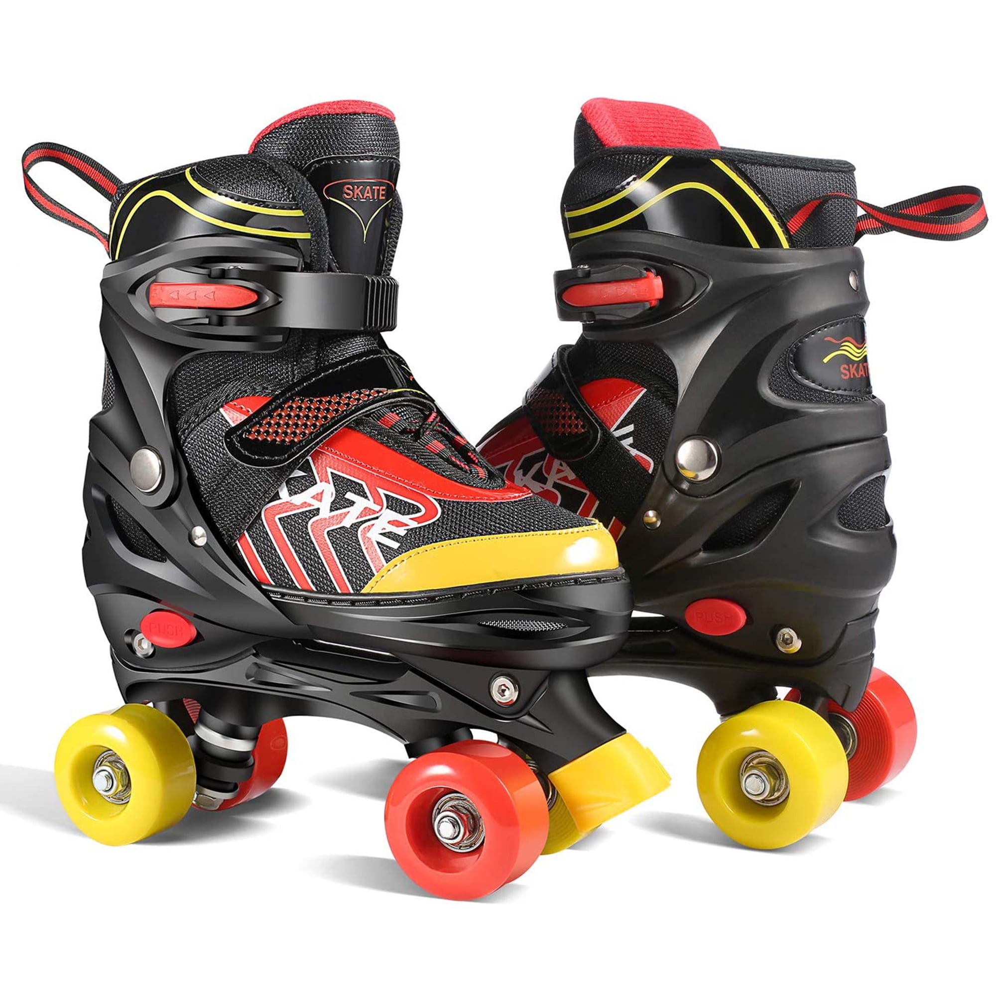 Safe and Durable for Boys and Girls Aceshin Inline Skates Kids Black Roller Blades Adjustable Illuminating Wheels