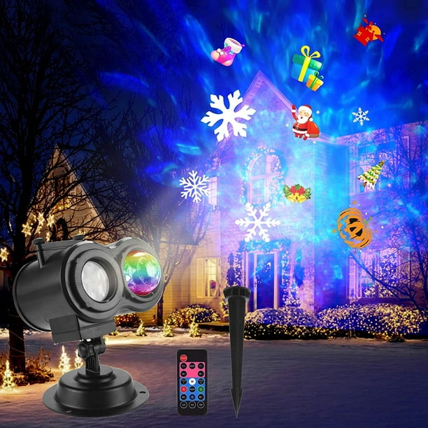 Projecteur de Noel Exterieur IP65 étanche LED Projecteur Noël Lumière avec  Télécommande 3D Rotation Vagues D'eau Lampe de Projection Lumière de Jardin Extérieur  Projecteur pour Noël Fête 