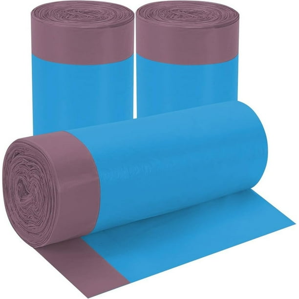 3 rollos con pequeñas bolsas de basura, 4 galones grueso con pequeñas bolsas de basura, adecuadas para diferentes contenedores de basura, 60 (azul)