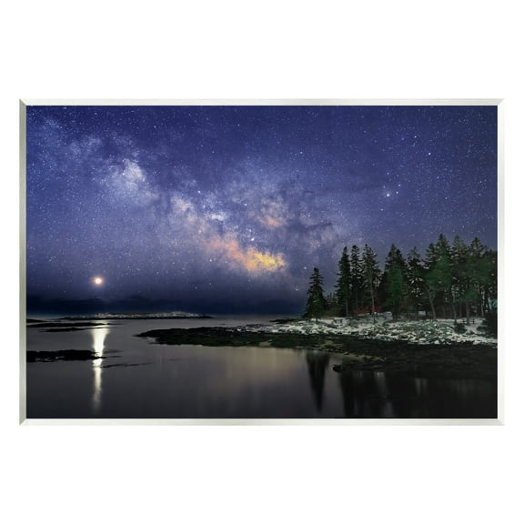 Stupell Galaxy Stars Over Coastal Winter Night Landscape Photography Wall Plaque Unframed Art Print Wall Art