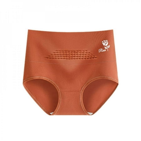 

Big Sale!!Ladies Anionic Particles Honeycomb High Waist Belly Closed Breathable Panties Rose Print Cotton Briefs