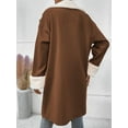 thumbnail image 2 of Abrigos de Invierno de Larga con Solapa Forrada para Mujer, Chaqueta Larga y Cálida con Doble Botonadura, Abrigo de Felpa. Marrón Oscuro S, 2 of 5