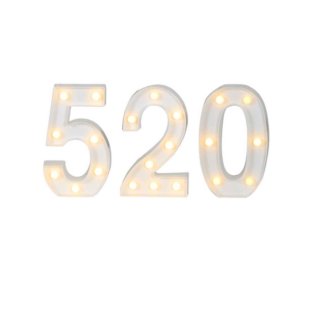 Bewildely Luz en forma de número para ceremonia de cumpleaños de boda, lámpara portátil para sala de estar y dormitorio, decoración para banquete de Kits de decoración para fiestas Número 520 Bewildely HA074859-11