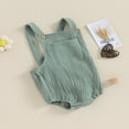 thumbnail image 3 of Cotton Linen Suspender Overalls for Baby  Sleeveless Solid Color Romper, 3 of 9