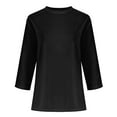 thumbnail image 3 of Turilly Ladies' Gold Velvet Round Neck Tops 3/4 Sleeve Casual Comfortable T-Shirt Shirt, 3 of 5