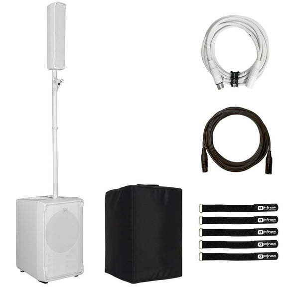 RCF Evox J8-W Active Two Way Portable White Array with Protective Subwoofer Cover Package