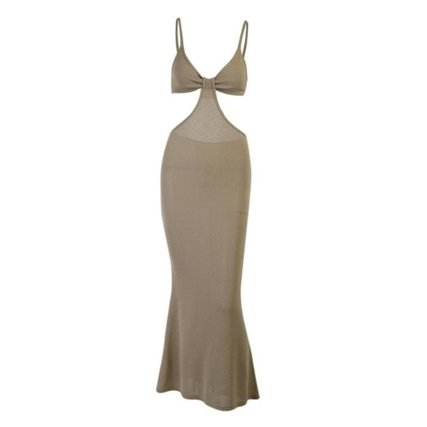 Vestido ajustado para mujer, sin mangas, con espalda descubierta, largo, para playa y verano 2XL