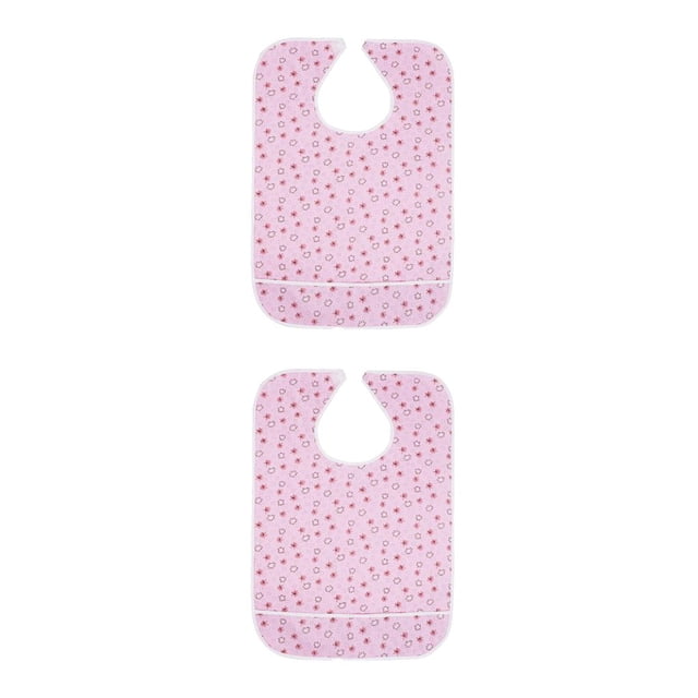 Inteprter Elderly Fashion Bib with Sticking Buckle Aid Disabled Washable Cotton Clothing Protector Apron Reusable Caregiver Seniors Men Rosado 2piezas Inteprter CBP498783