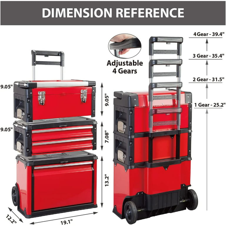 Big Red Portable Garage Red Tool Box with 3 Drawers,Dmtrjf-c305abd