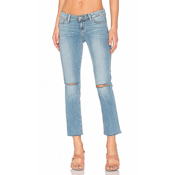 Paige Denim Womens Jeans Straight Leg Cropped Ripped Stretch 28