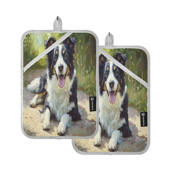 BZSMCE Pot Holder Oven Mitts Cooking baking Design Dog Paniting Creative Pattern Size:7x9.8in