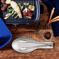 thumbnail image 5 of 2 pieces cooking spoon rest, stainless steel spoon rest, cooking spoon storage, spoon holder, cooking spoon stand, kitchen utensil rack, storage for cooking spoon, soup spoon, spatula, knife, fork, 5 of 5