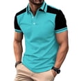 thumbnail image 2 of Fnnxeal Mens Polo Shirts Button Pullover Casual Collared Summer Short Sleeve Polo Sky Blue Shirts for Men Size M, 2 of 5