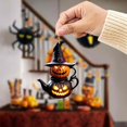 thumbnail image 4 of Leeye Halloween Acrylic Pumpkin Teapot Hanging Ornament, Spooky Tea Pot Decoration for Window Wall Kitchen Decor, Orange 3.15x2.28in, 4 of 5