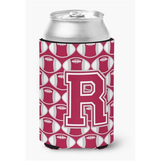 Carolines Treasures CJ1065-RCC Letter R Football Crimson, Grey & White Can or Bottle Hugger