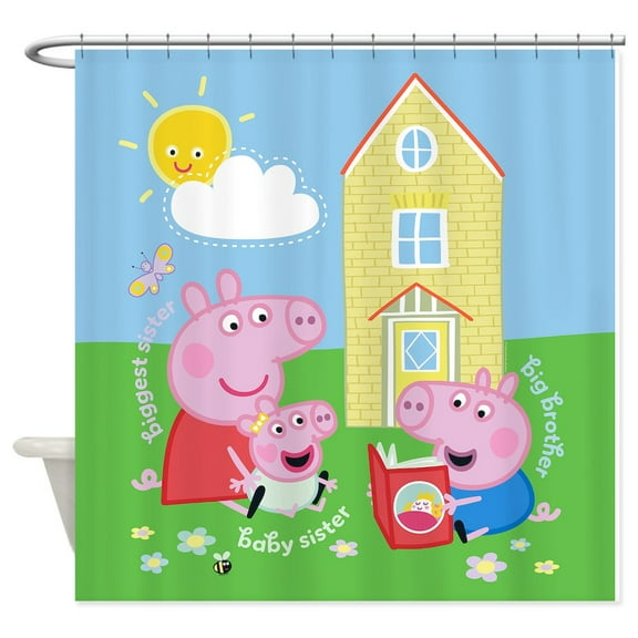 CafePress - Peppa Pig: Siblings - Unique Fabric Shower Curtain 70" x 72"