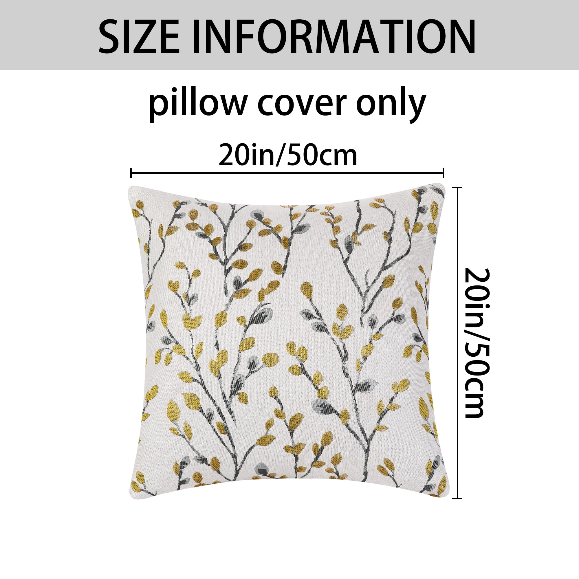 Unique Bargains Floral Pattern Decoration Throw Pillow Cover 2 Pcs Yellow Flower 20" x 20"
