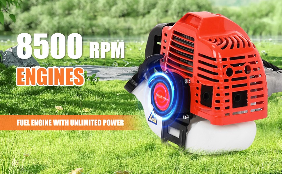 Floseru Gas Powe Weed Wacker, 52cc 2-Stroke Gas Weed Eater, 2 in 1 Backpack String/Grass Trimmer, 2.2KW/8500rpm High Power Brush Cutter, Multi-Functional Trimming Tool for Garden, Yard, Lawn