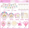 thumbnail image 2 of KISPATTI Unicorn Party Supplies for 16 Guests, Pink Table Decorations Kit with Plates, Cups, Napkins, Cutlery, Tablecloth and Balloons, Birthday Baby Shower Decor for Girls, 2 of 8