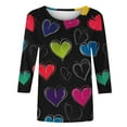 thumbnail image 5 of Vetsdori Womens 3/4 Sleeve Blouses Gifts for Junior Plus Size Pullover Valentines Heart Print,Casual Graphic Cute Fashion Tops for Junior, 5 of 6