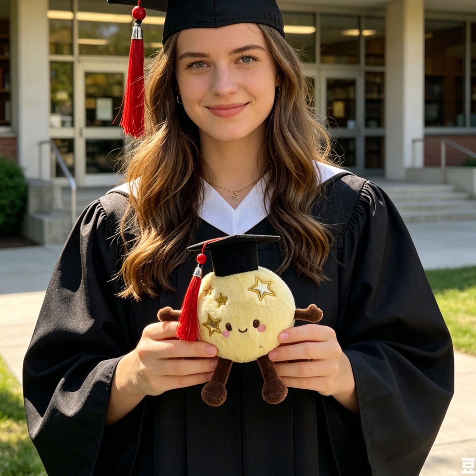 Plush Toy, Graduation Cap Moon Stuffed Doll, 1 Piece for College Students, Commemorative Gift for Graduation Season Astronomy Lovers Cute Soft Home Decor