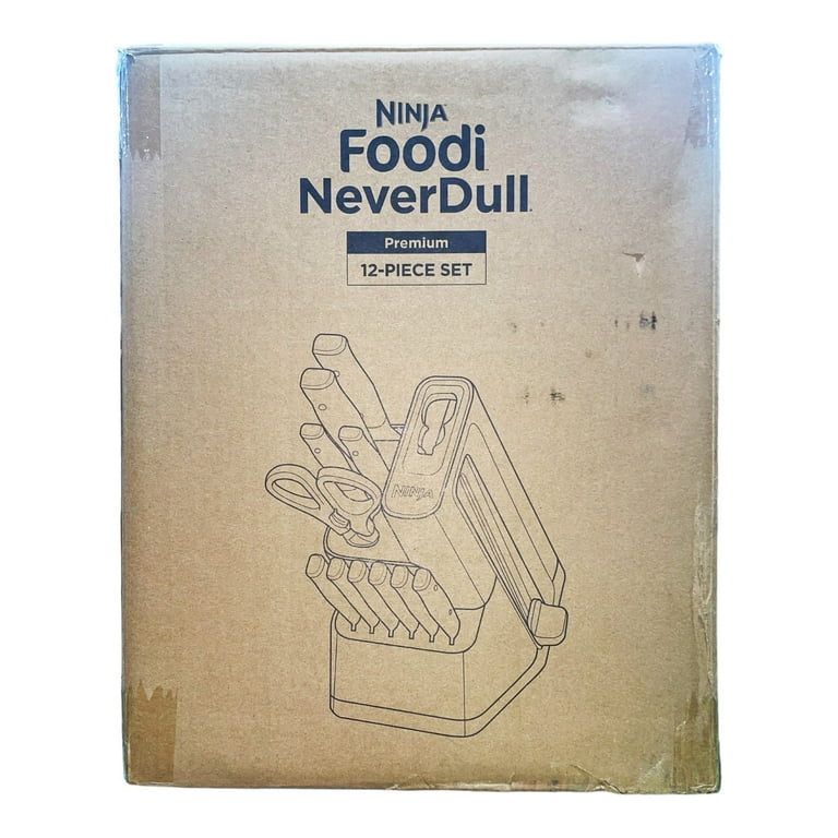 Ninja Foodi NeverDull Premium 12-Piece German Stainless Steel Knife System  with Built-in Sharpener, Gray