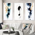 thumbnail image 1 of Designart "Heartbeat Rhapsody Turquoise and Gold Ink Cloud II" Abstract Painting Framed Wall Art Set Of 3 - Turquoise Modern Frame Canvas Set For Living Room Decor, 1 of 6
