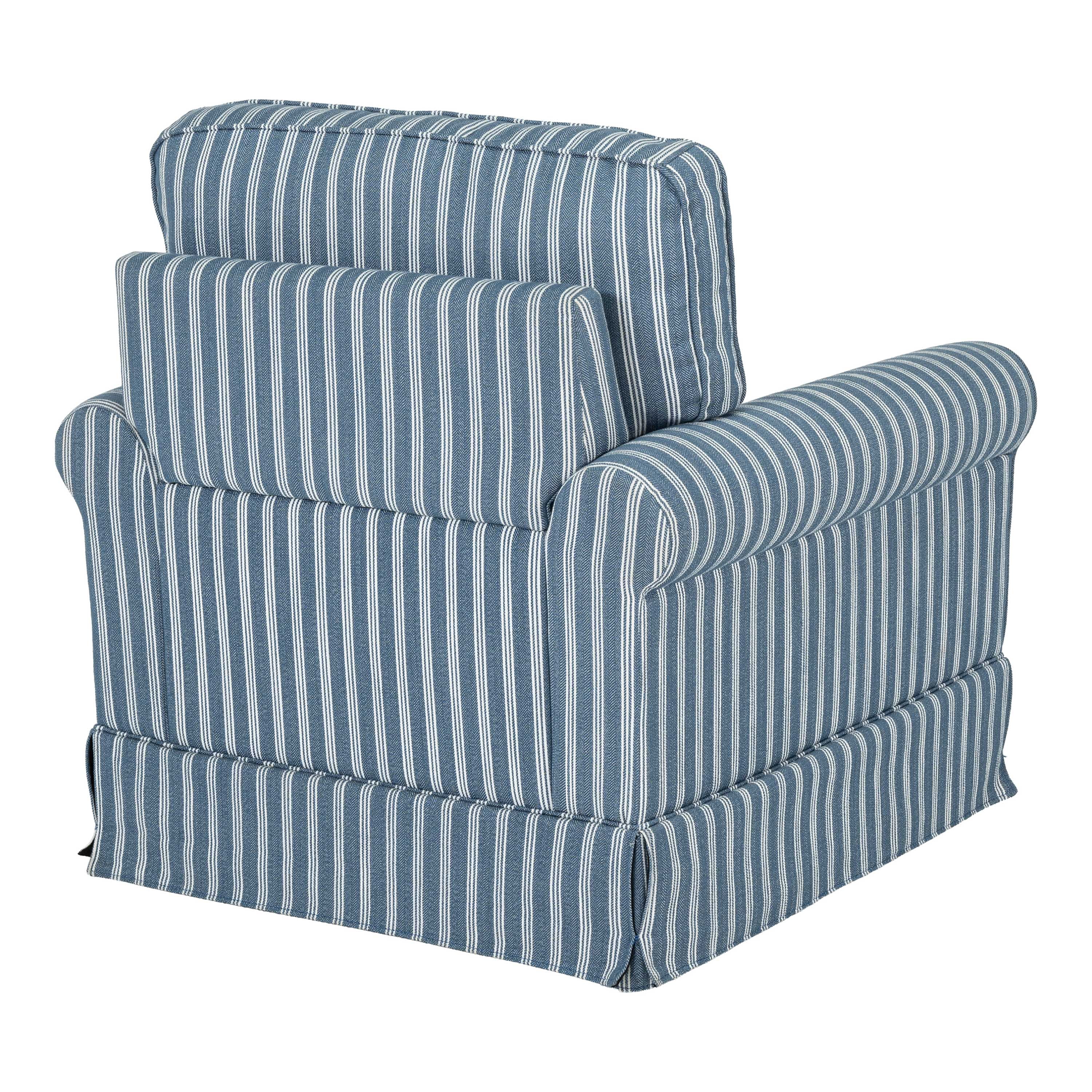 Furniture of America Cherra Modern Fabric Upholstered Skirted Swivel Accent Chair, Blue