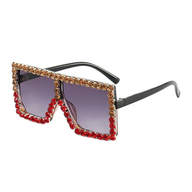 Kmbangi Kids Oversize Square Sunglasses Bling Rhinestone Frame Sunglasses