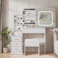 thumbnail image 2 of Kojooin Vanity Table with LED Mirror, 4 Drawers, Charging Port and 3-Colour Adjustable Lighting, 2 of 7
