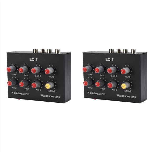 2X EQ-7 Car Audio Headset Amplifier 7-Band EQ Equalizer 2 Channel Digital Sound