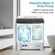 Costway Portable Twin Tub Washing Machine Washer(13.2lbs) & Spinner (8.8lbs) Grey