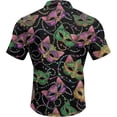 thumbnail image 4 of IWRICH Mardi Gras Shirts for Men Plus Size Short Sleeve Button down Shirt Casual Regular Fit Tops Holiday Vacation Outfits 23-Purple XL, 4 of 4