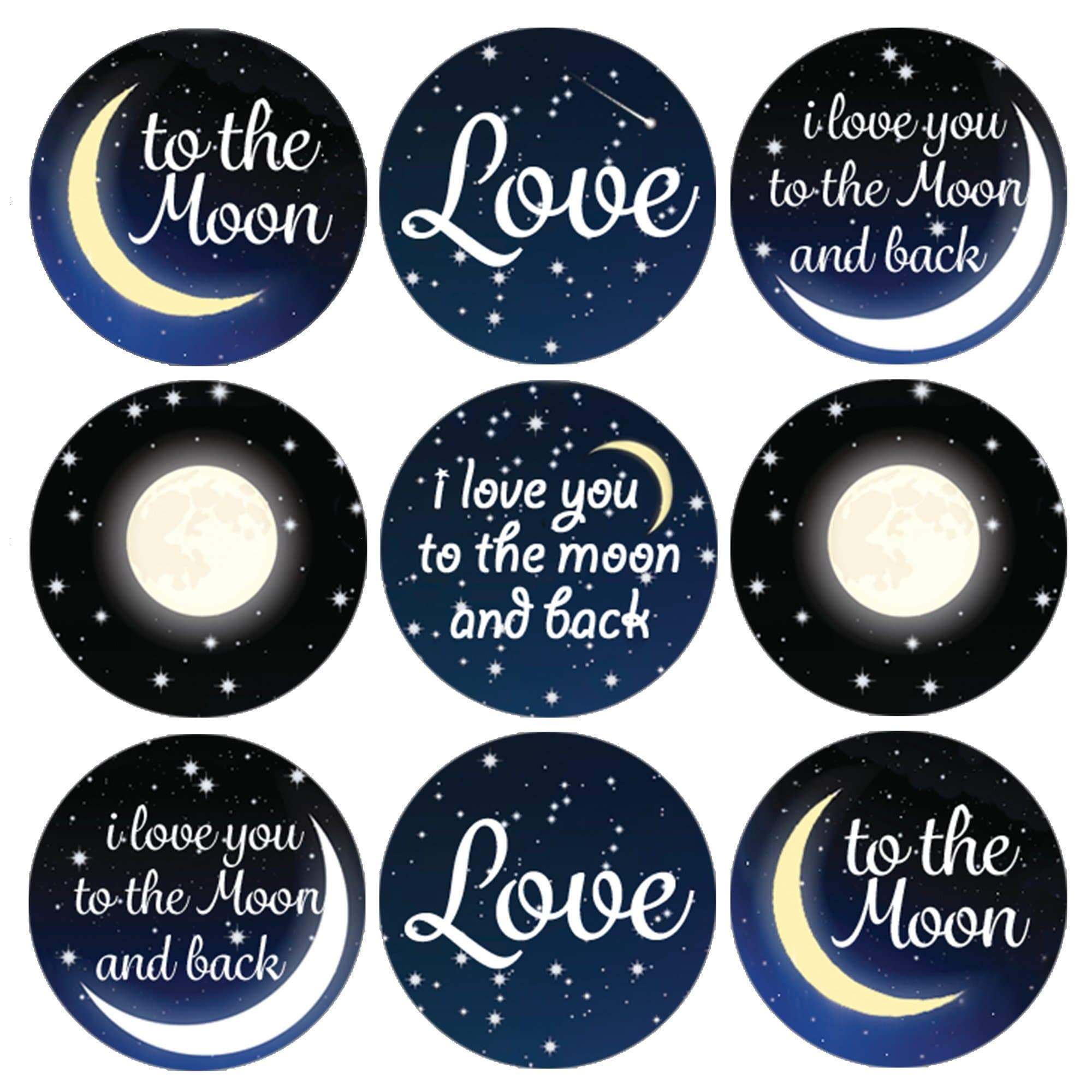 I Love You to the Moon and Back Baby Shower Party Stickers - 180 Count - Starry Night  - Distinctivs