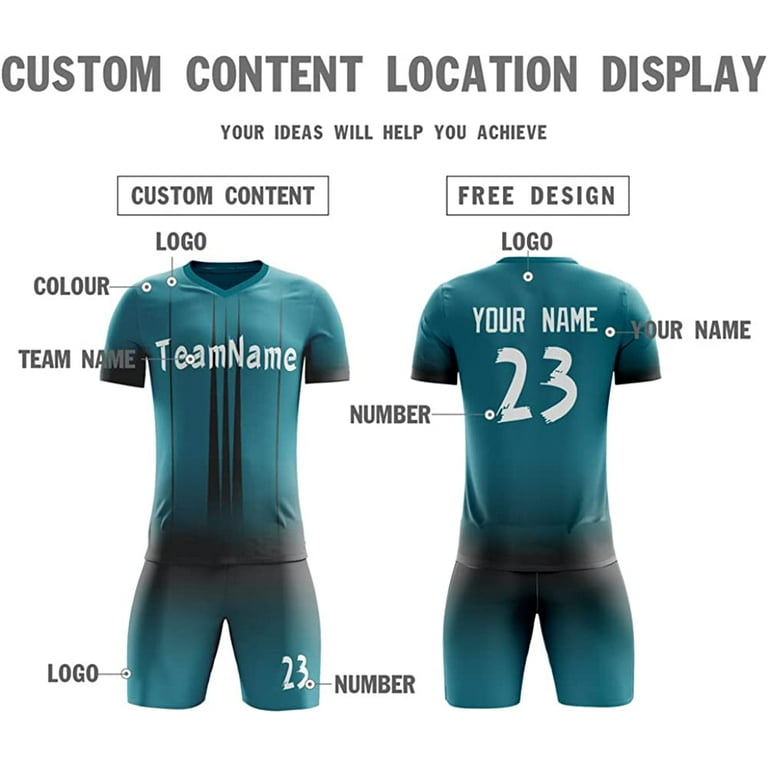 Custom Soccer Jersey Uniform for Men Women Boy Personalized Shirt and  Shorts with Name Number 